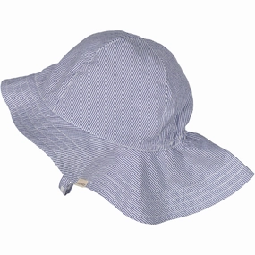 MarMar Fine Cotton Navy Stripe Alba Baby Long Summer Hat