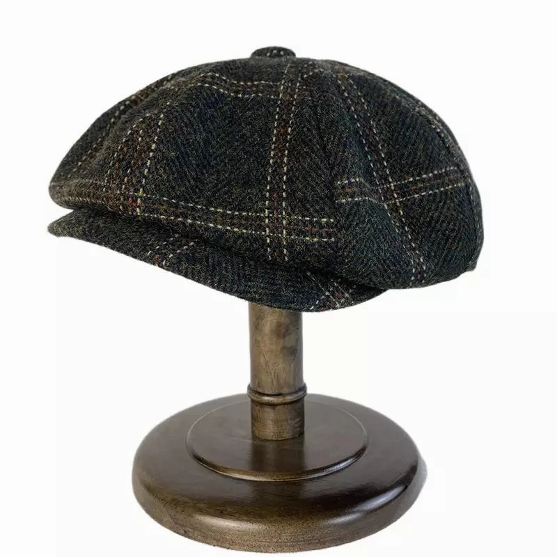 McCook Green Plaid Wool Newsboy Cap
