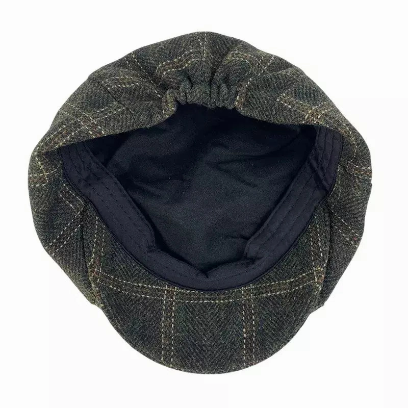 McCook Green Plaid Wool Newsboy Cap
