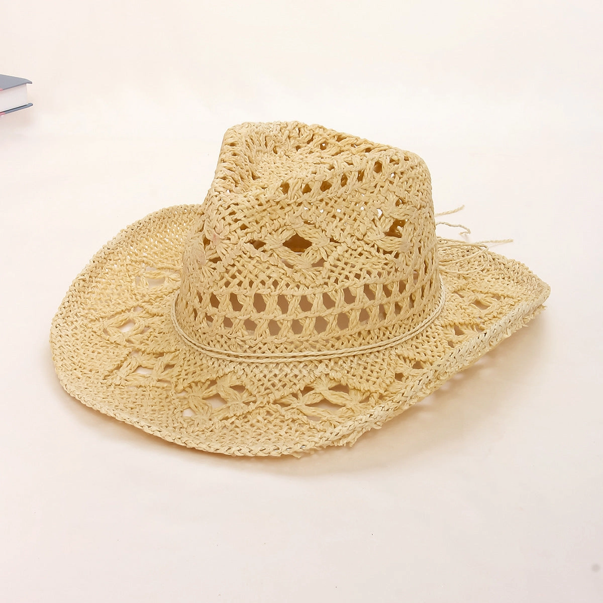 Men's Outdoor Travel Hat Breathable Handmade Straw Denim Hat