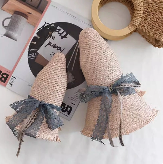 Mesh Fringe Sun Hat Women Summer Straw Family Sun Protection