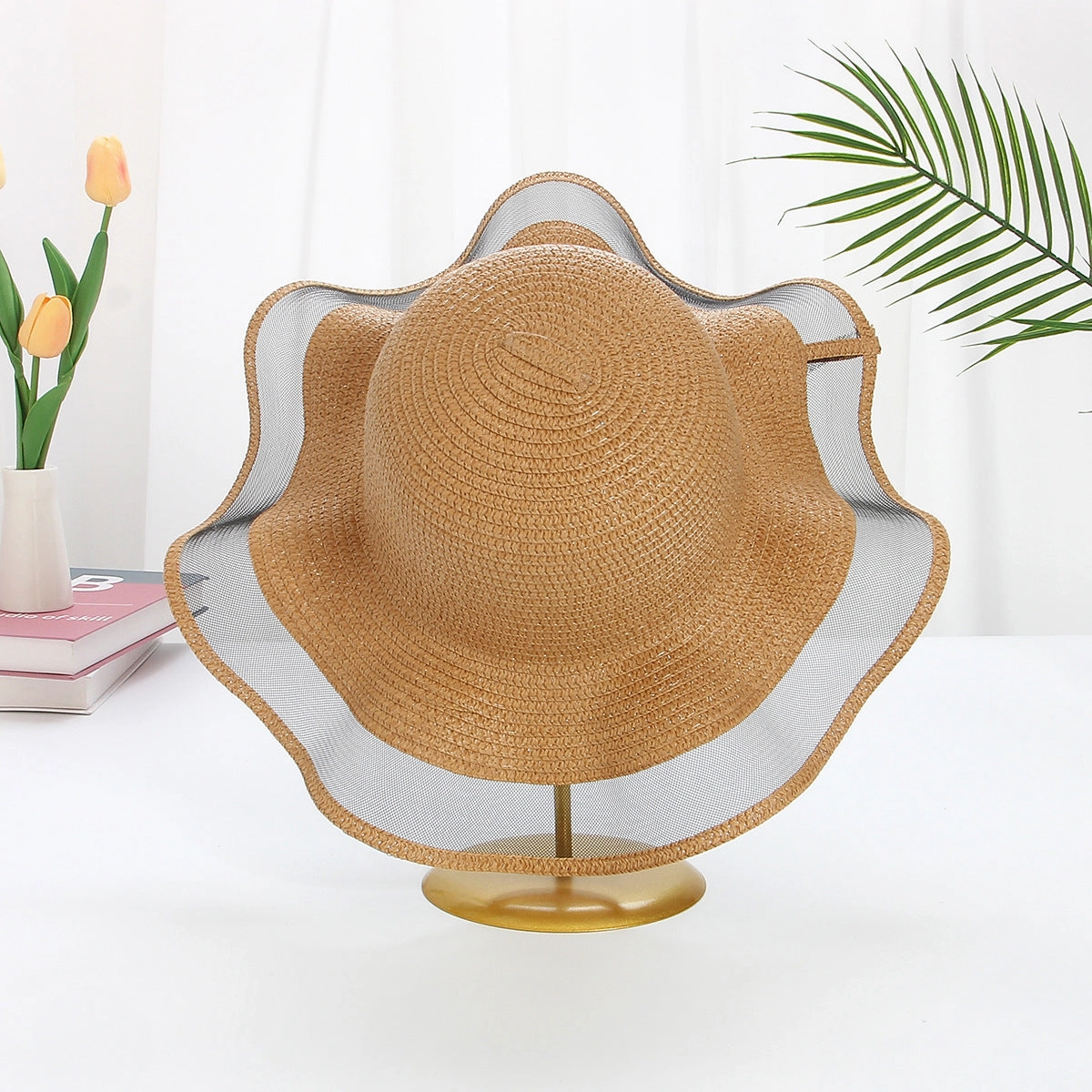 Mesh Wave Straw Hat DIY Hat Blank Big Brim Sun Protection