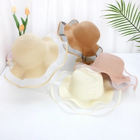 Mesh Wave Straw Hat DIY Hat Blank Big Brim Sun Protection