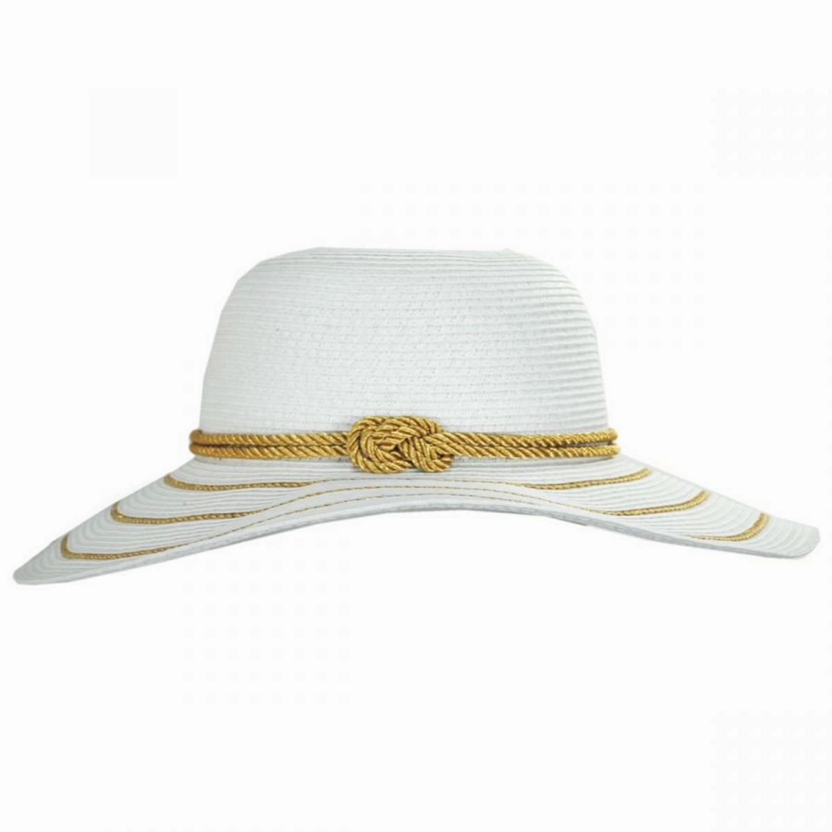 Metallic Sailor Knot Striped Straw Sun Hat