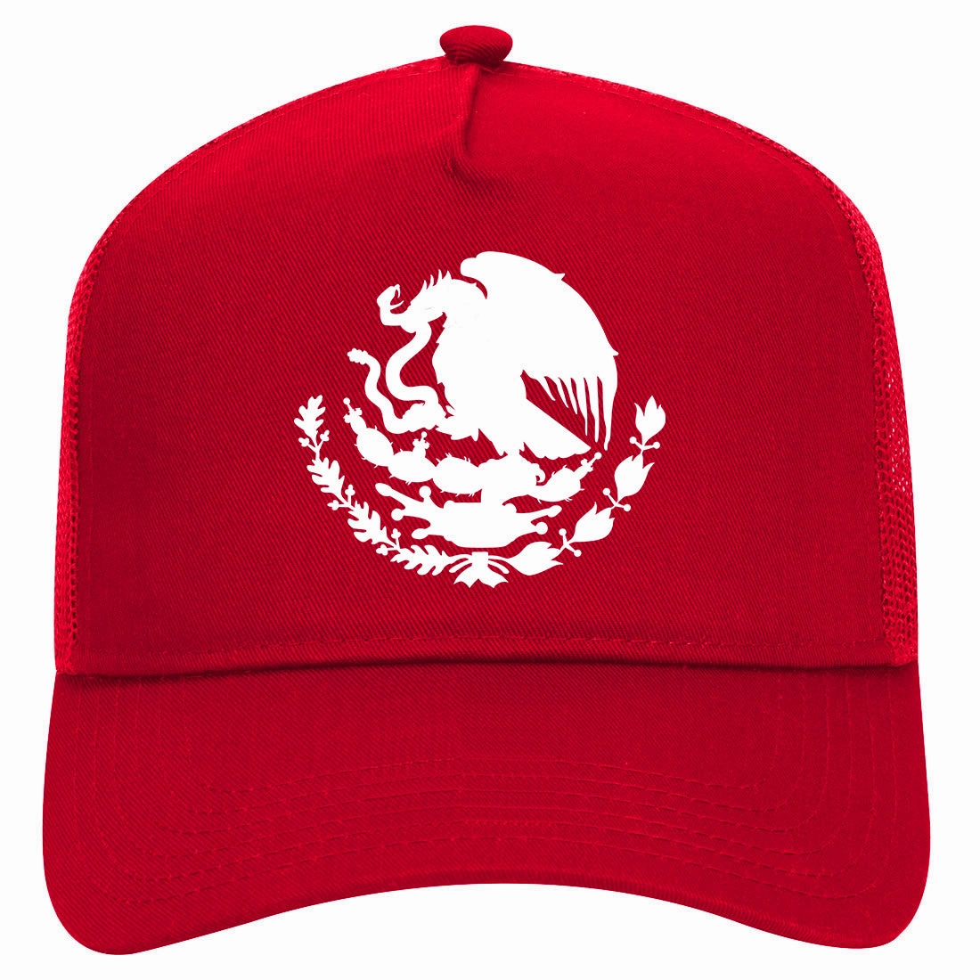 Mexican Black And White Coat Of Arms Flag Retro Adult 5 Panel Mesh Trucker Hat