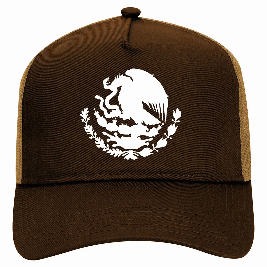 Mexican Black And White Coat Of Arms Flag Retro Adult 5 Panel Mesh Trucker Hat