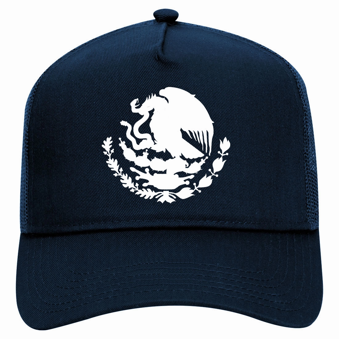 Mexican Black And White Coat Of Arms Flag Retro Adult 5 Panel Mesh Trucker Hat
