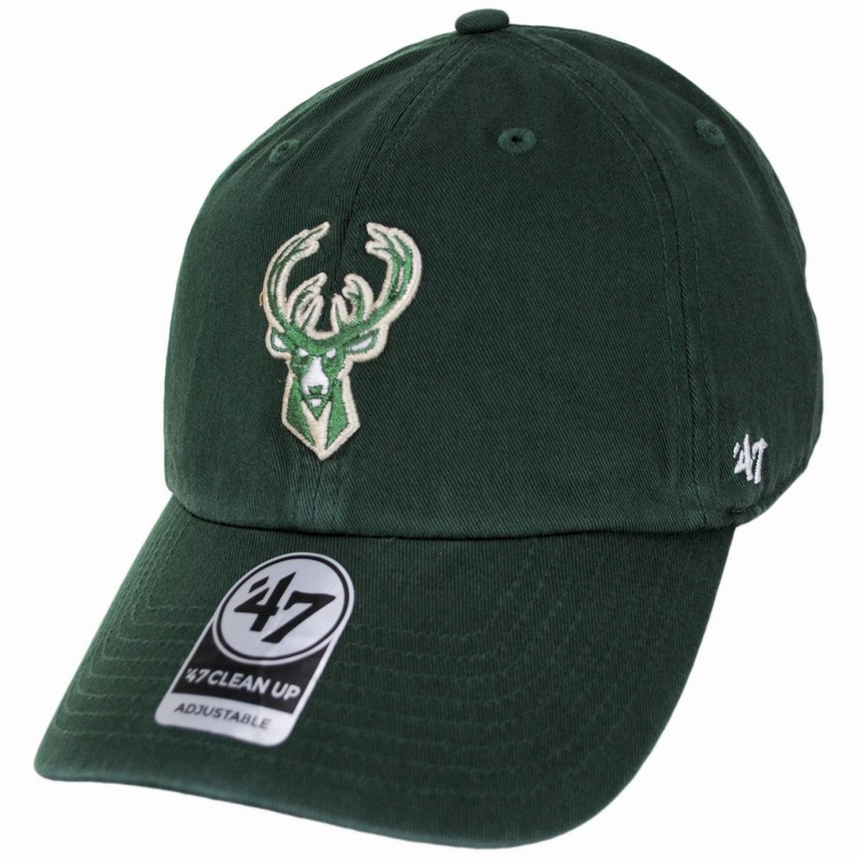 Milwaukee Bucks NBA Clean Up Strapback Baseball Cap Dad Hat