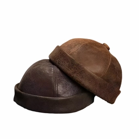 Minsk Vintage Genuine Leather Docker Cap