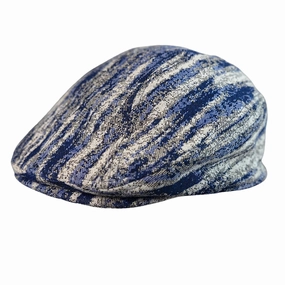 Monaitte Blue & White Striped Linen Flat Cap