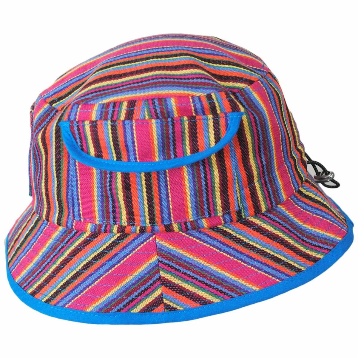 Multi Color Stripe Polyester Blend Bucket Hat