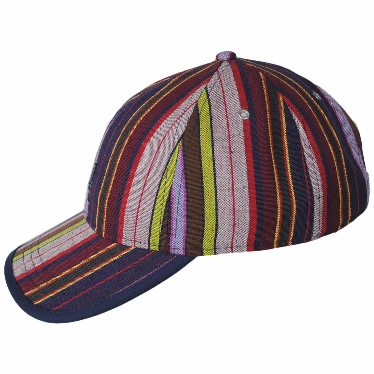 Multi Color Stripe Polyester Blend Strapback Baseball Cap