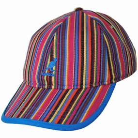 Multi Color Stripe Polyester Blend Strapback Baseball Cap