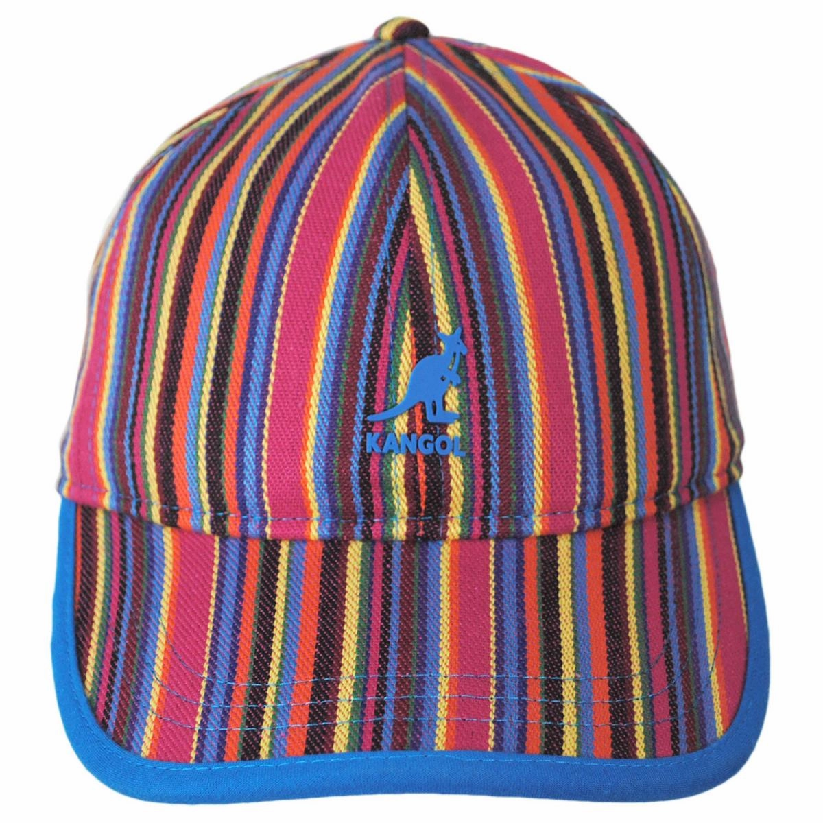 Multi Color Stripe Polyester Blend Strapback Baseball Cap