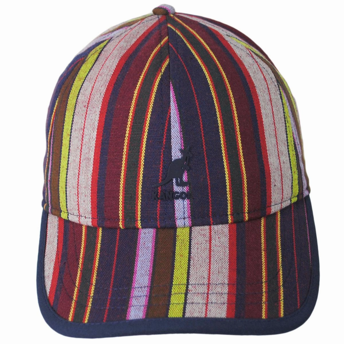 Multi Color Stripe Polyester Blend Strapback Baseball Cap