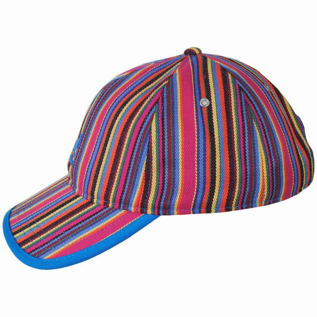 Multi Color Stripe Polyester Blend Strapback Baseball Cap