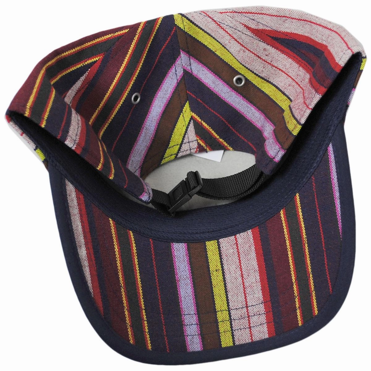 Multi Color Stripe Polyester Blend Strapback Baseball Cap