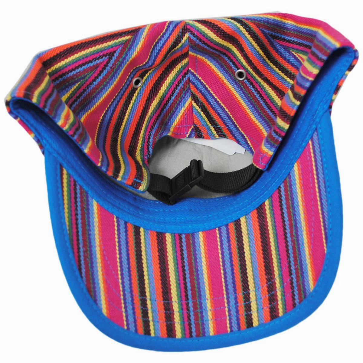 Multi Color Stripe Polyester Blend Strapback Baseball Cap