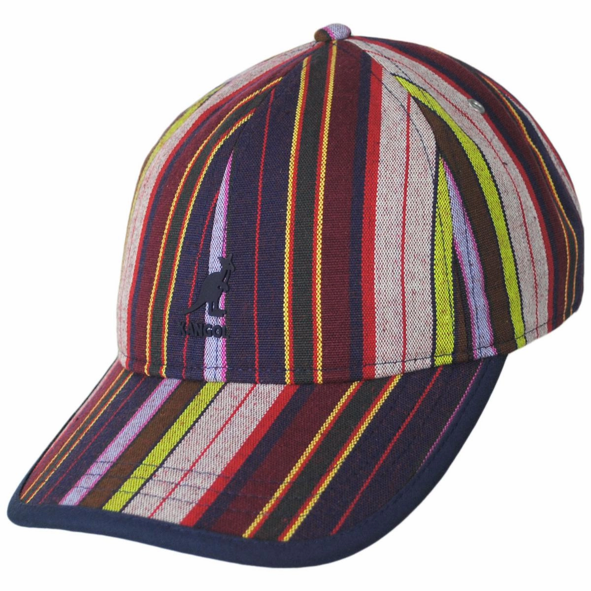 Multi Color Stripe Polyester Blend Strapback Baseball Cap