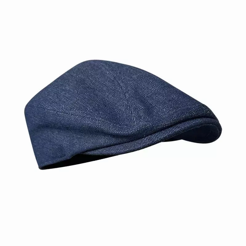 Munich Navy Blue Cotton Flat Cap