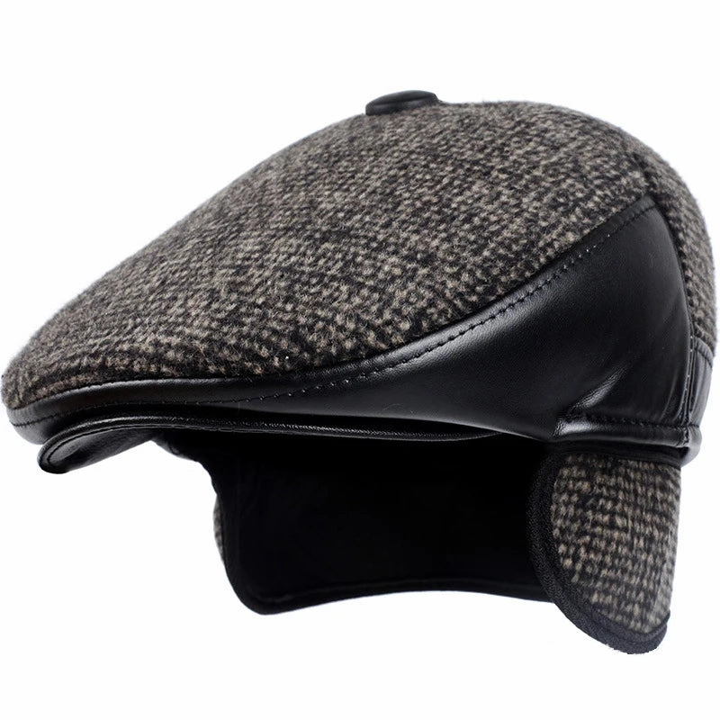 Murphy Earflaps Cotton & Leather Flat Cap