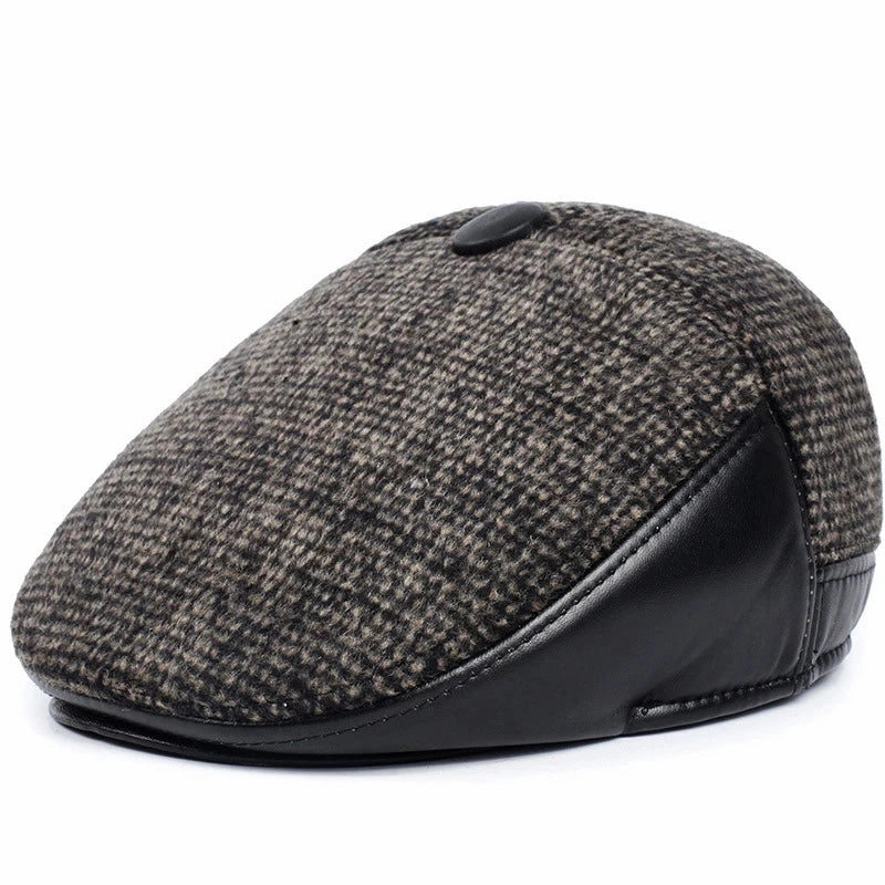 Murphy Earflaps Cotton & Leather Flat Cap