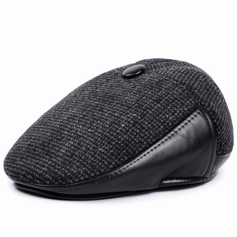 Murphy Earflaps Cotton & Leather Flat Cap