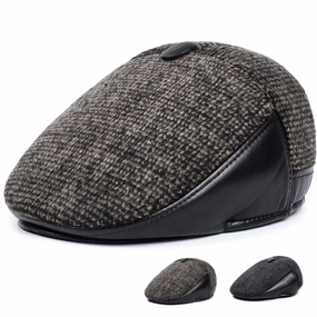 Murphy Earflaps Cotton & Leather Flat Cap