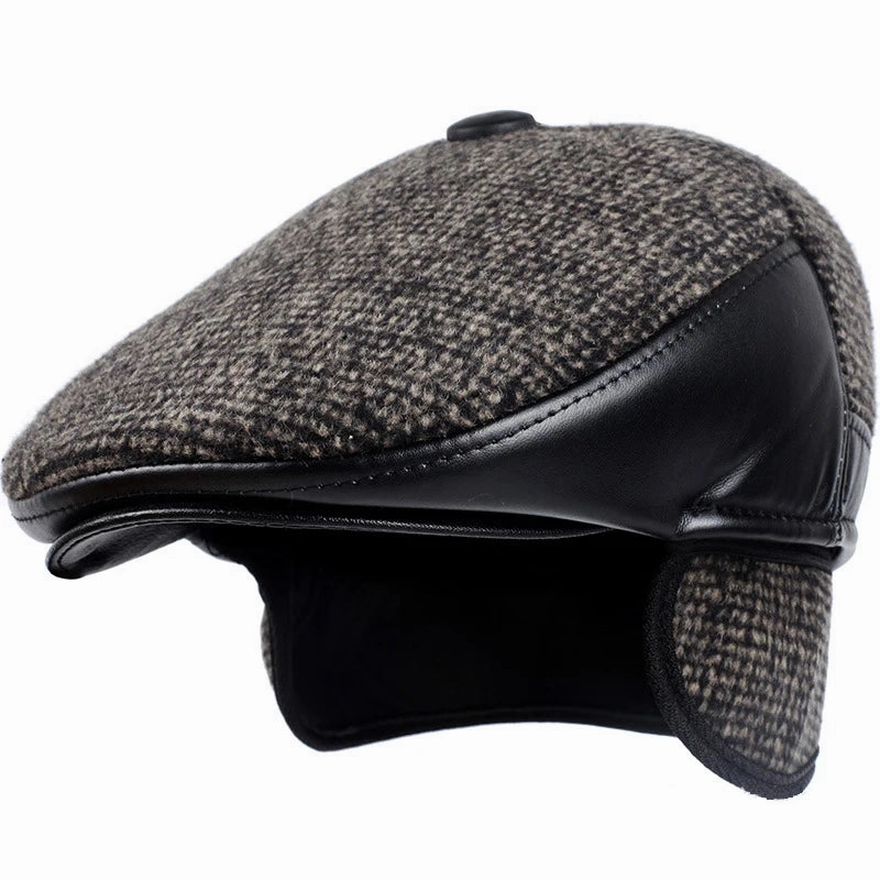 Murphy Earflaps Cotton & Leather Flat Cap