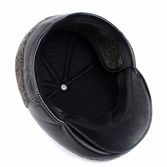 Murphy Earflaps Cotton & Leather Flat Cap