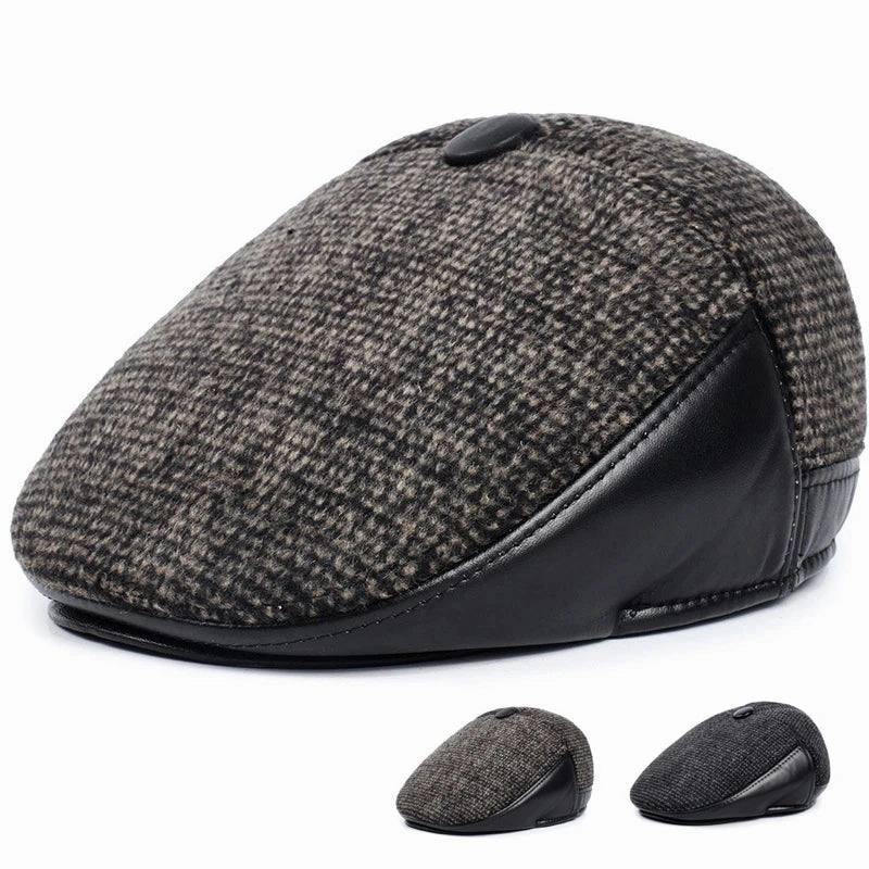 Murphy Earflaps Cotton & Leather Flat Cap