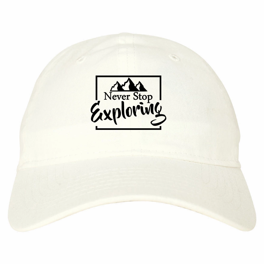 Never Stop Exploring Mens Dad Hat Baseball Cap
