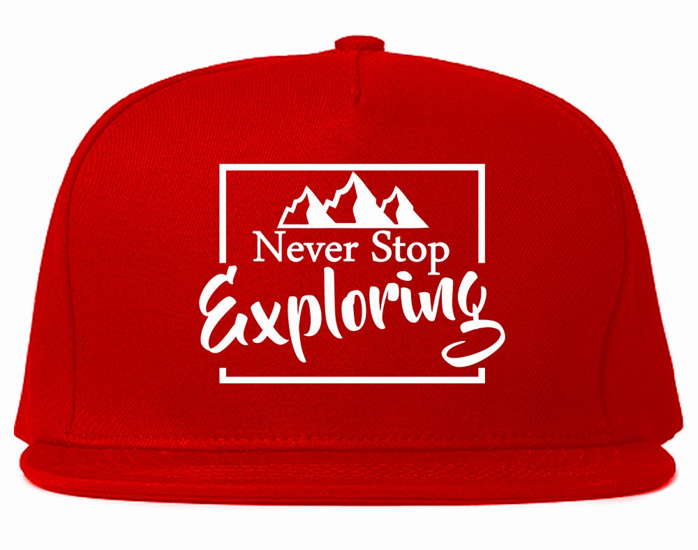 Never Stop Exploring Mens Snapback Hat