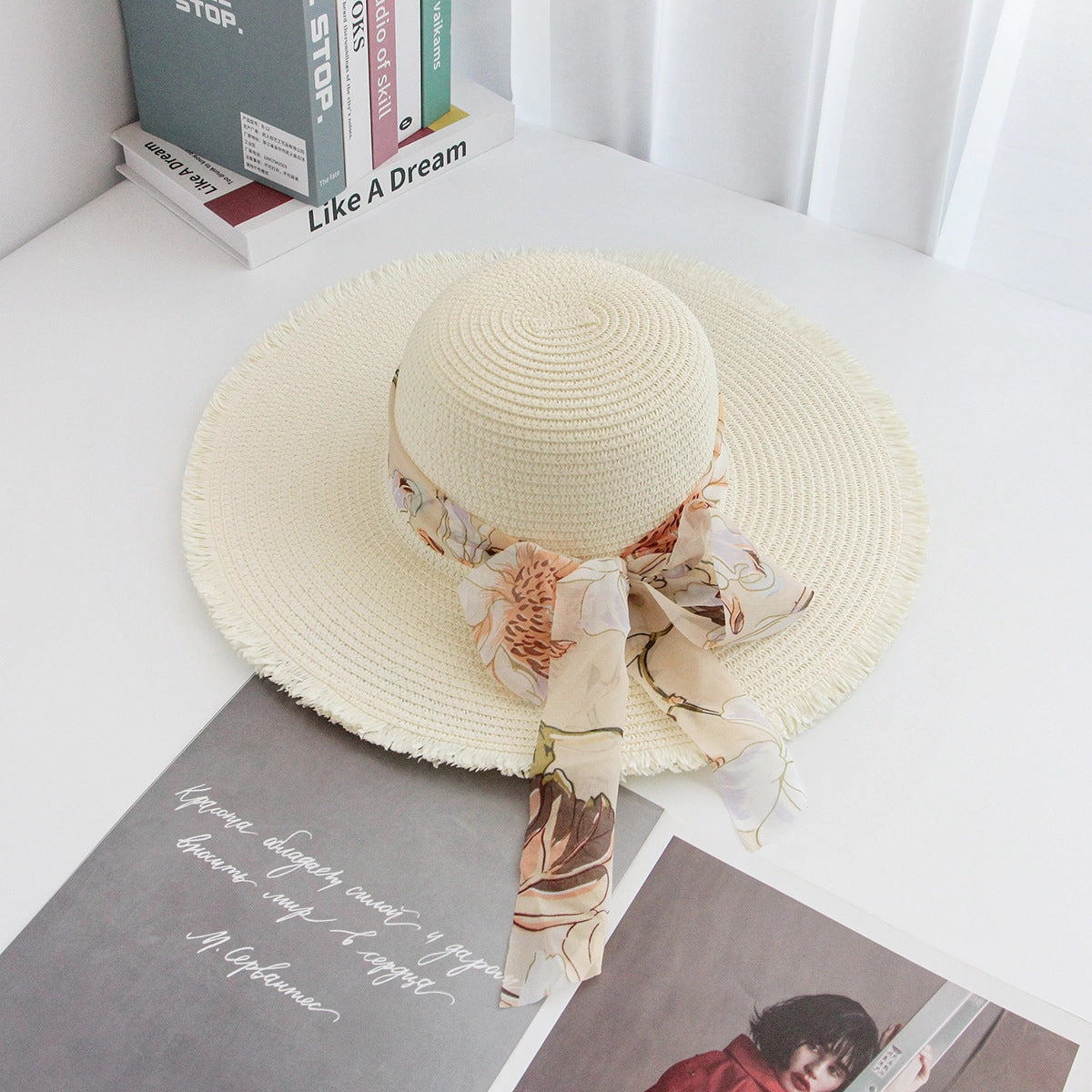 New Beach Hat Handwoven Raffia Vacation Wide Brim Sun