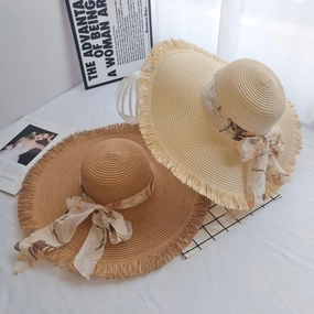 New Bohemian Vacation Fringe Hat Wide Brim Fashion Chic Sun
