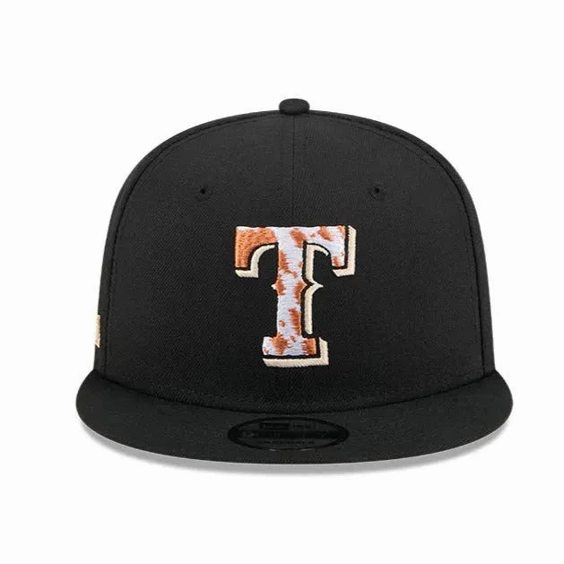 NEW ERA 9FIFTY TEXAS RANGERS ANIMAL FILL BLACK SNAPBACK CAP