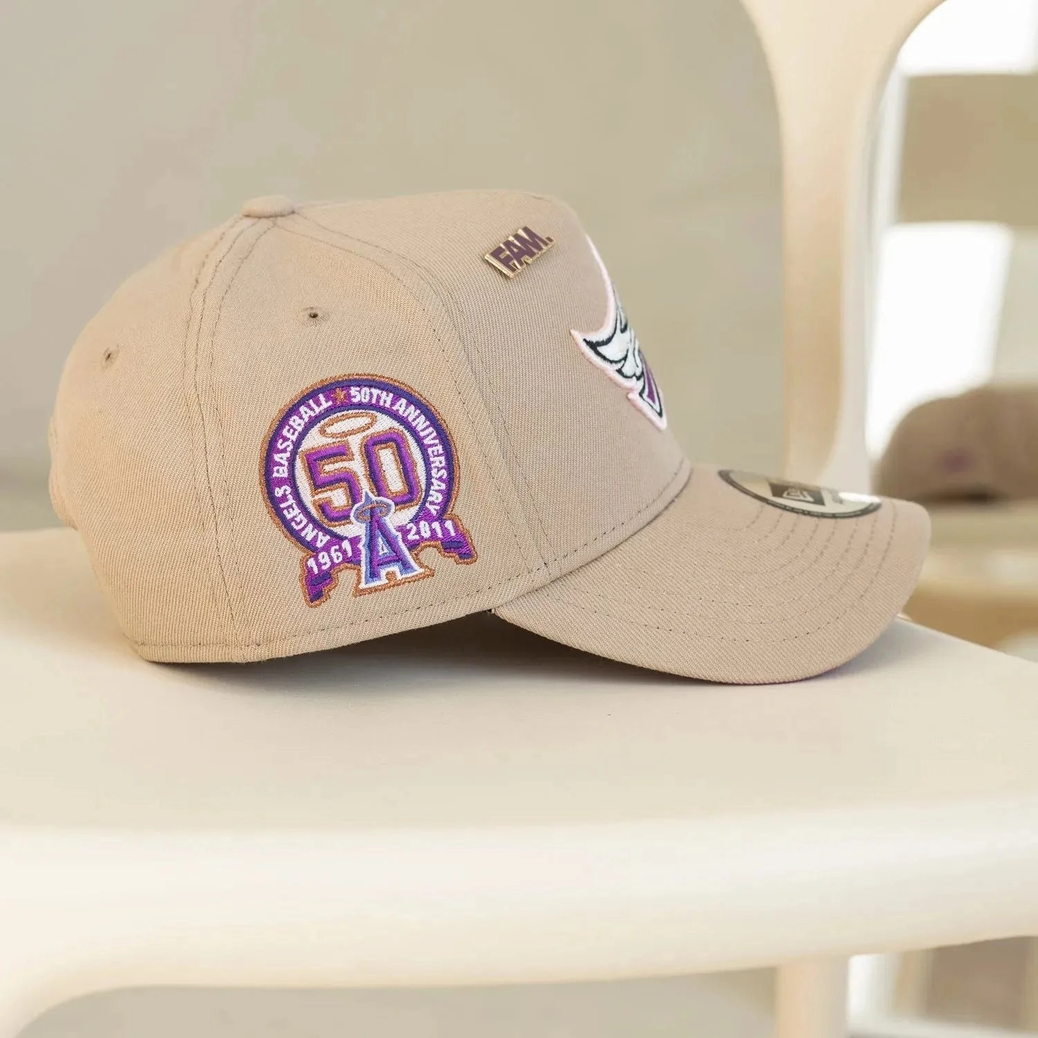 NEW ERA 9FORTY A-FRAME ANAHEIM ANGELS 50TH ANNIVERSARY CAMEL / SPARKLING GRAPE UV CAP