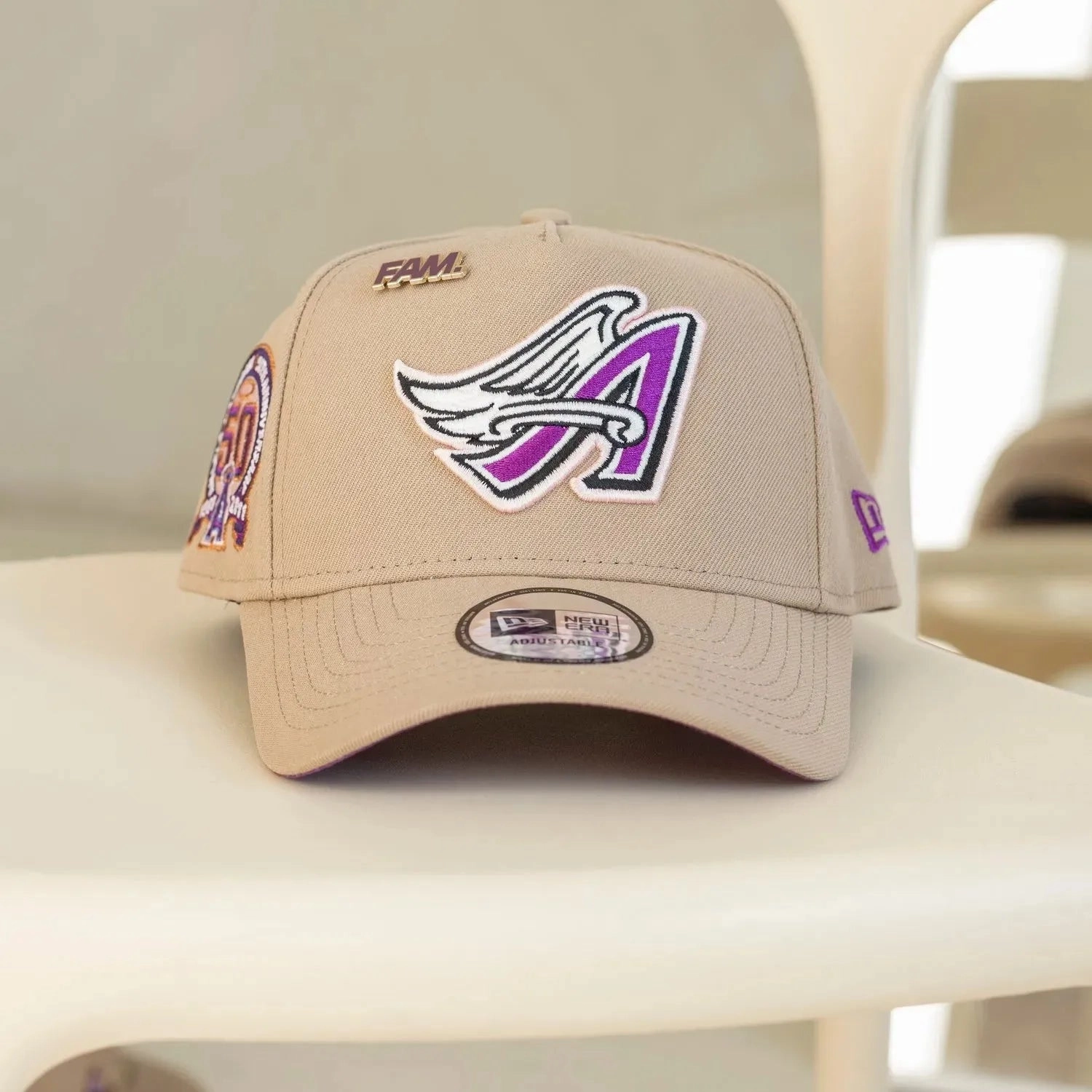 NEW ERA 9FORTY A-FRAME ANAHEIM ANGELS 50TH ANNIVERSARY CAMEL / SPARKLING GRAPE UV CAP