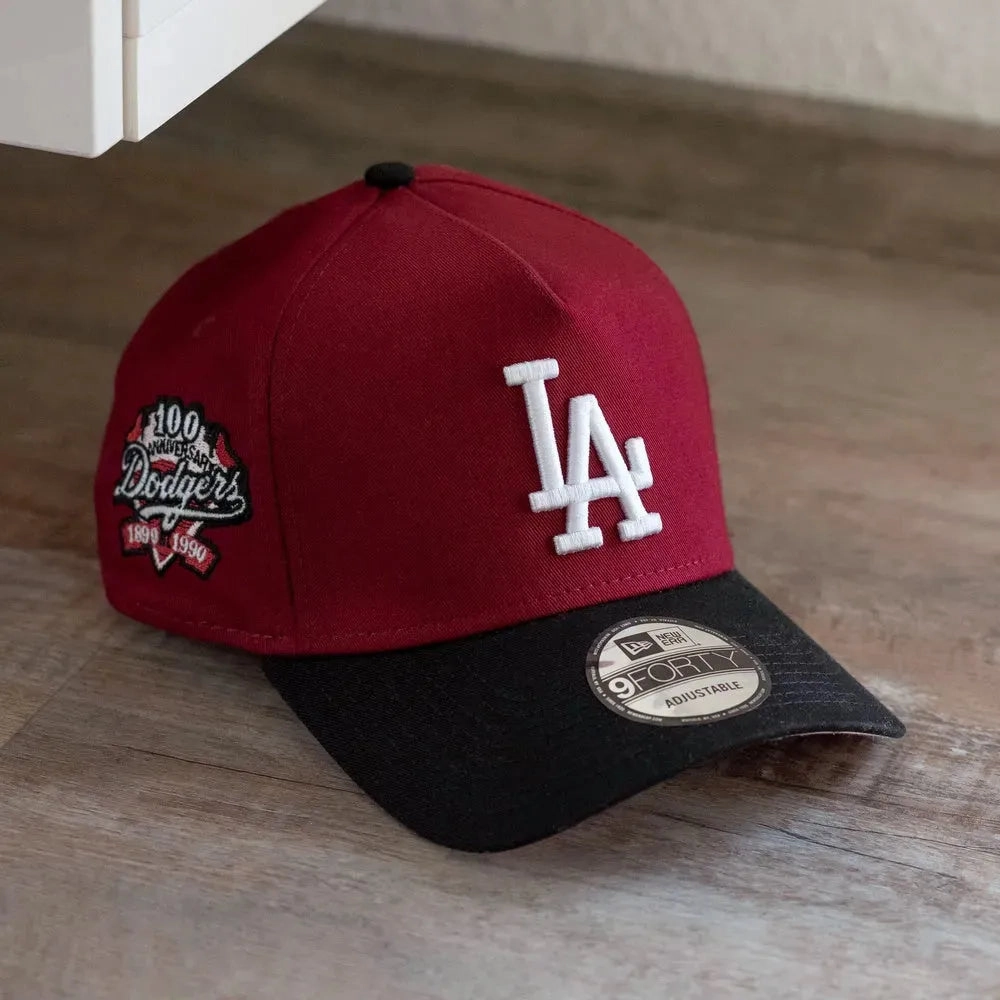 NEW ERA 9FORTY A-FRAME MLB LOS ANGELES DODGERS 100TH ANNIVERSARY TWO TONE / PINK UV SNAPBACK CAP