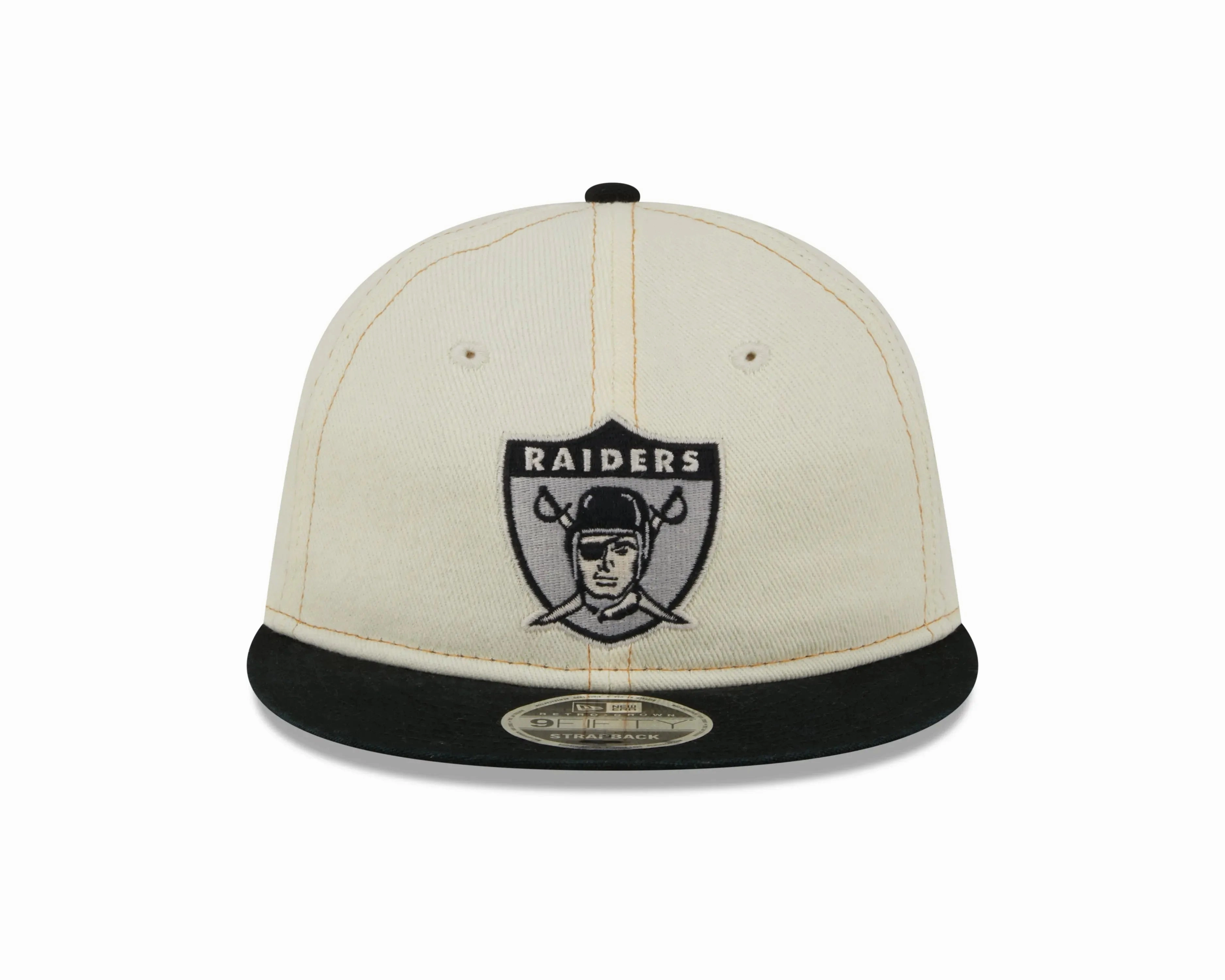 NEW ERA RC9FIFTY OF NFL OAKLAND RAIDERS CHROME DENIM STRAPBACK CAP