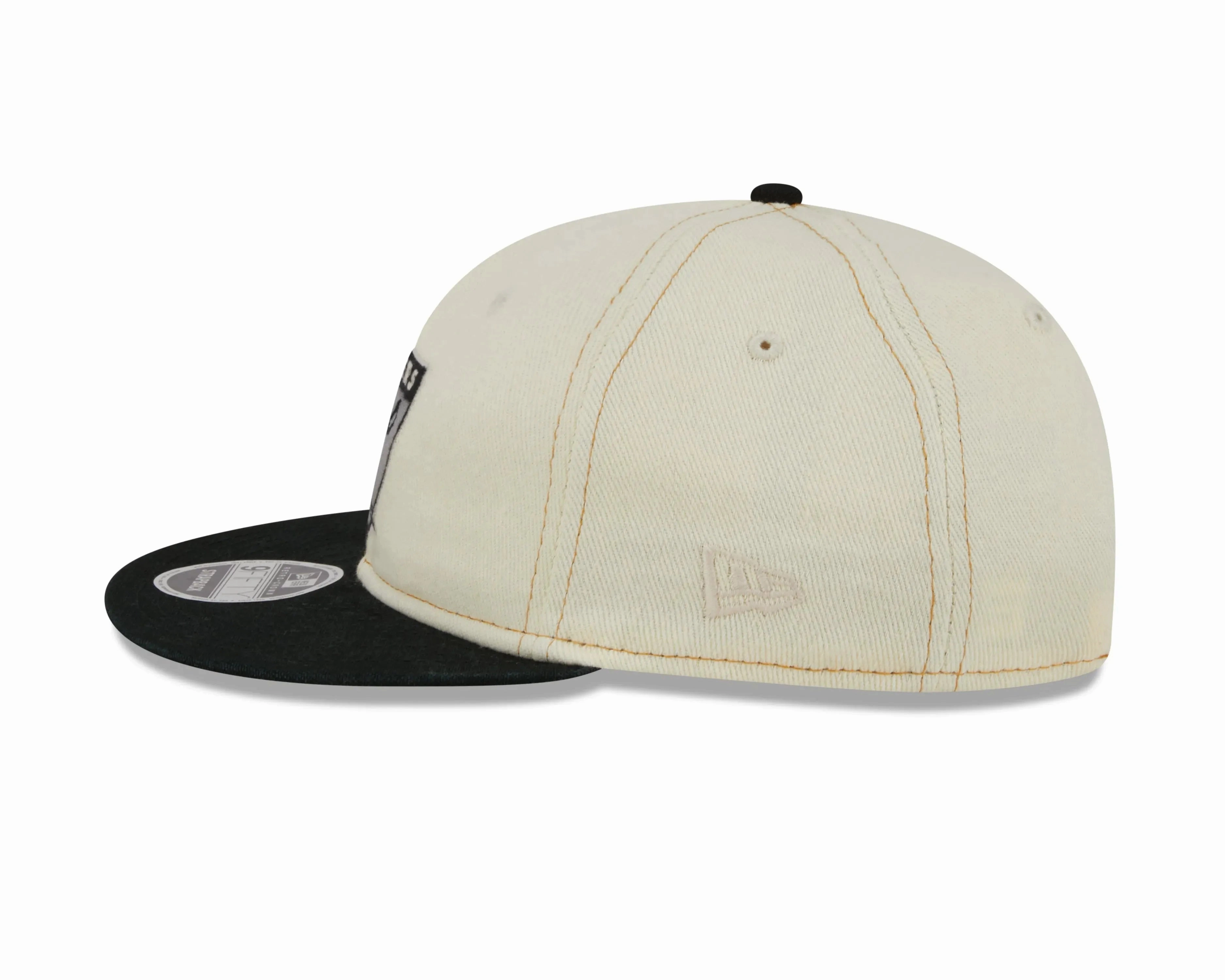 NEW ERA RC9FIFTY OF NFL OAKLAND RAIDERS CHROME DENIM STRAPBACK CAP