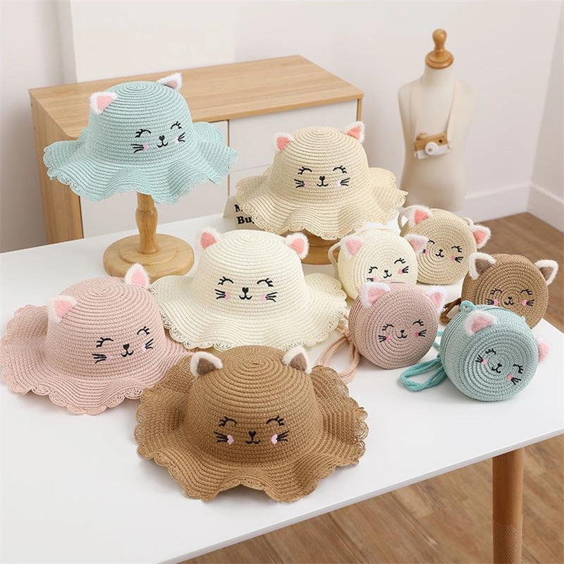 New Kids' Straw Hat Cat Bag