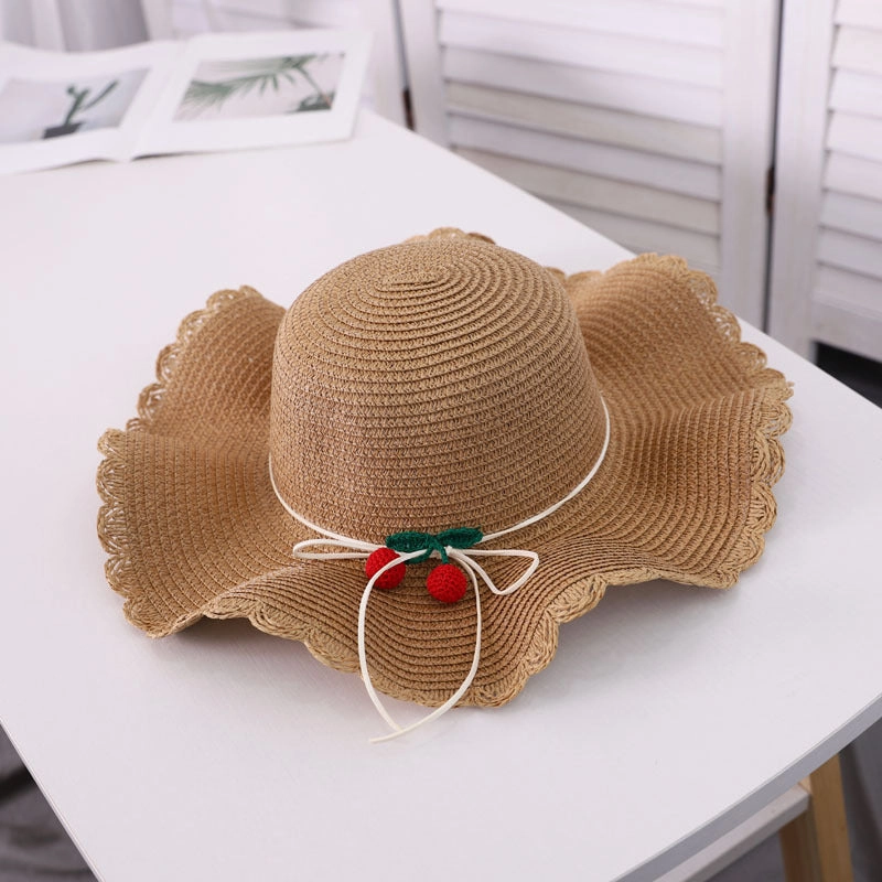 New Korean Sun Hat Beach Family Vacation Cherry Ruffle