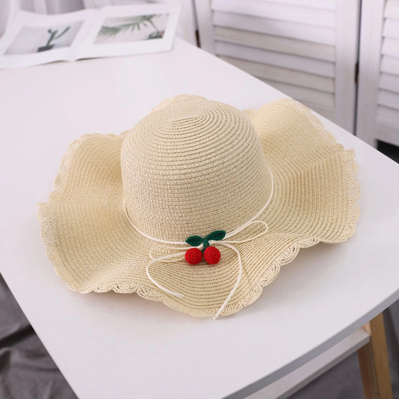 New Korean Sun Hat Beach Family Vacation Cherry Ruffle