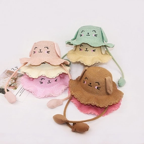 New TikTok Kids' Inflatable Paper Straw Hat Cartoon Cat Bunny Ears Move