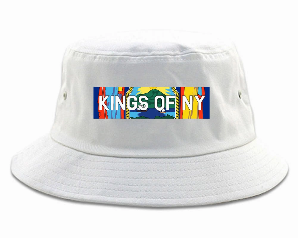 New York Flag Box Logo Mens Bucket Hat