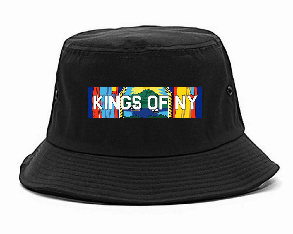 New York Flag Box Logo Mens Bucket Hat
