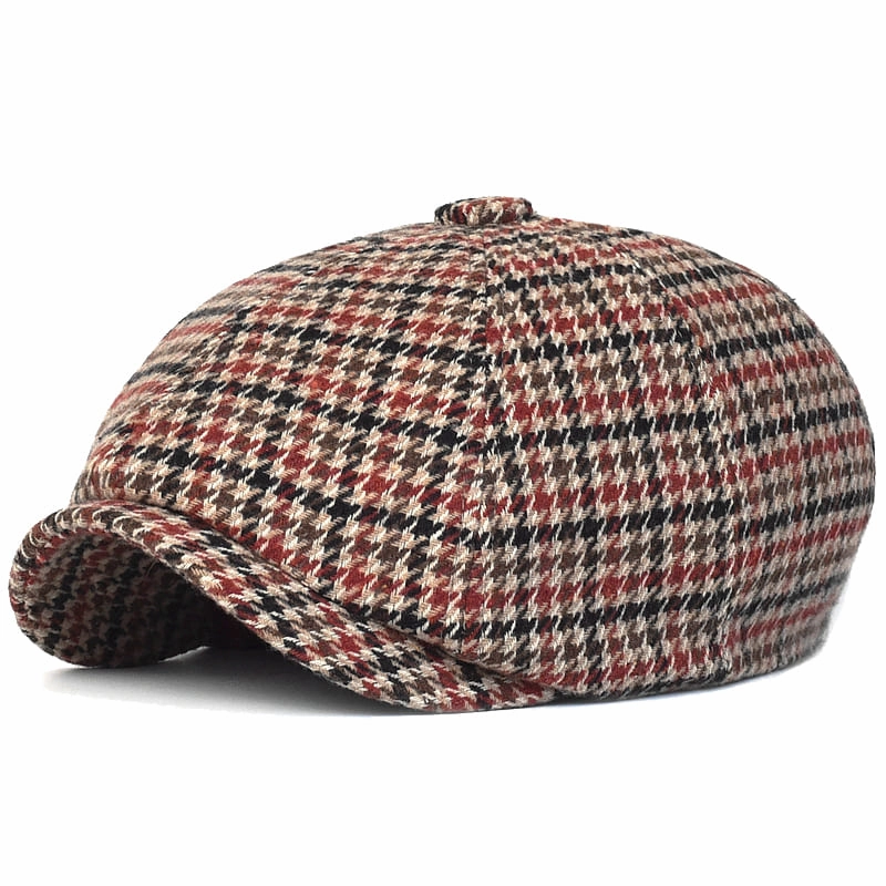NH Houndstooth Wool Newsboy Cap