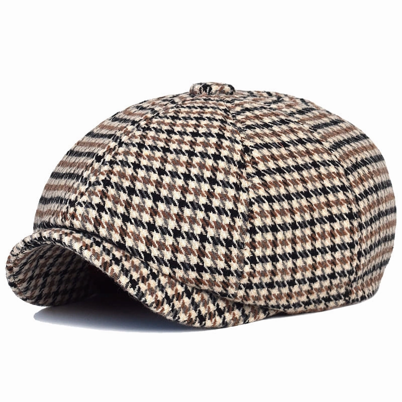 NH Houndstooth Wool Newsboy Cap