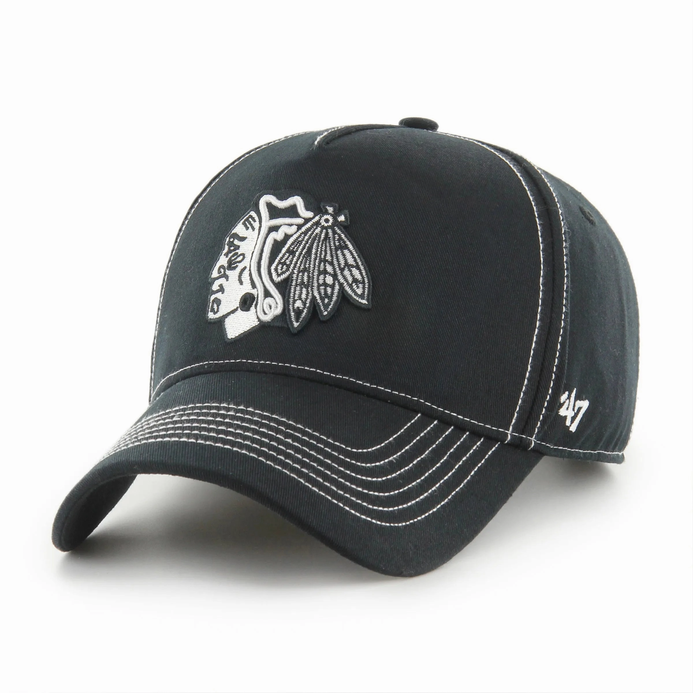 NHL CHICAGO BLACKHAWKS CONTRAST STITCH 47 MVP DT BLACK CAP
